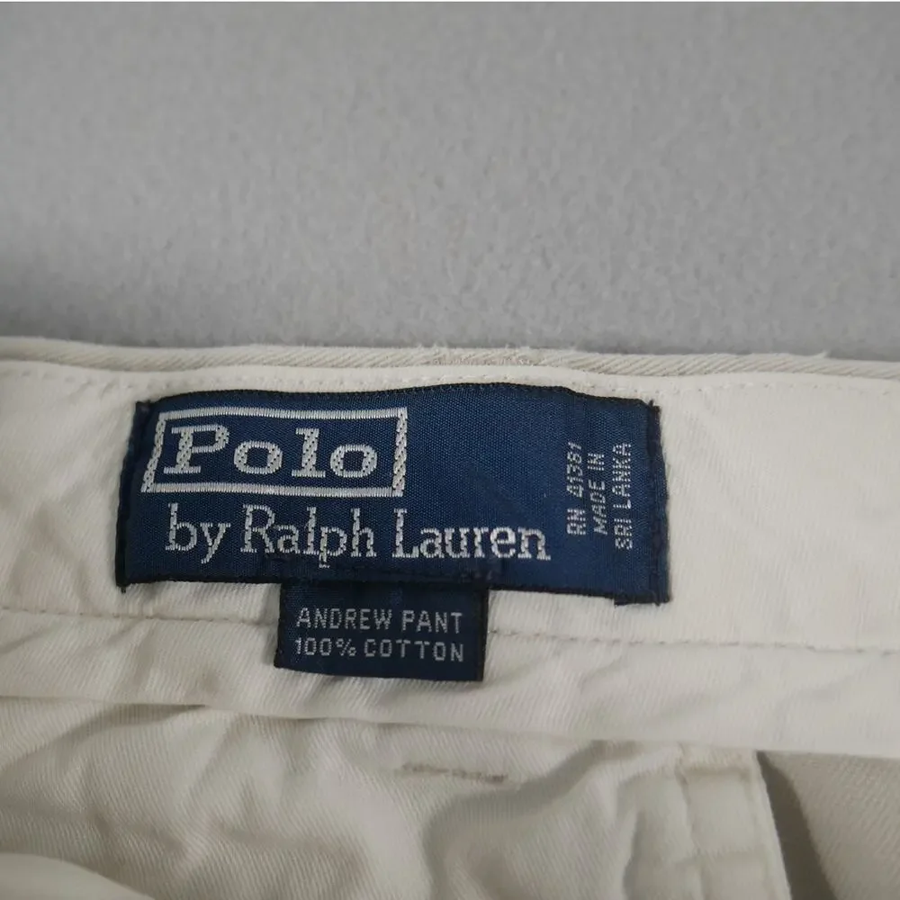 Vintage 90s Polo Ralph Lauren Andrew Pant Double Pleated Beige Chino (42x28) Men